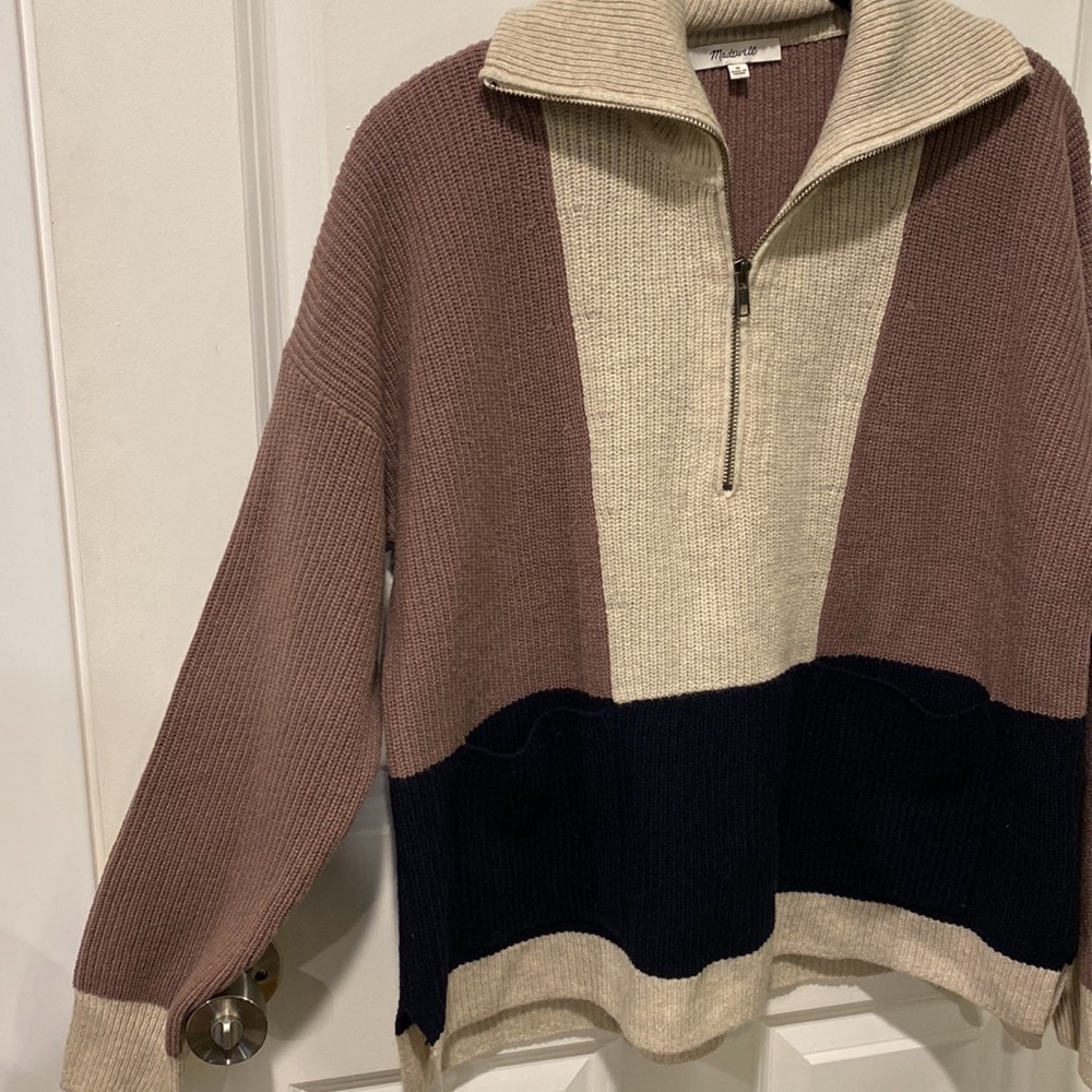Madewell Oversized Soft Wool 1/2 Zip Colorblock Pullover EUC - Picture 9 of 12